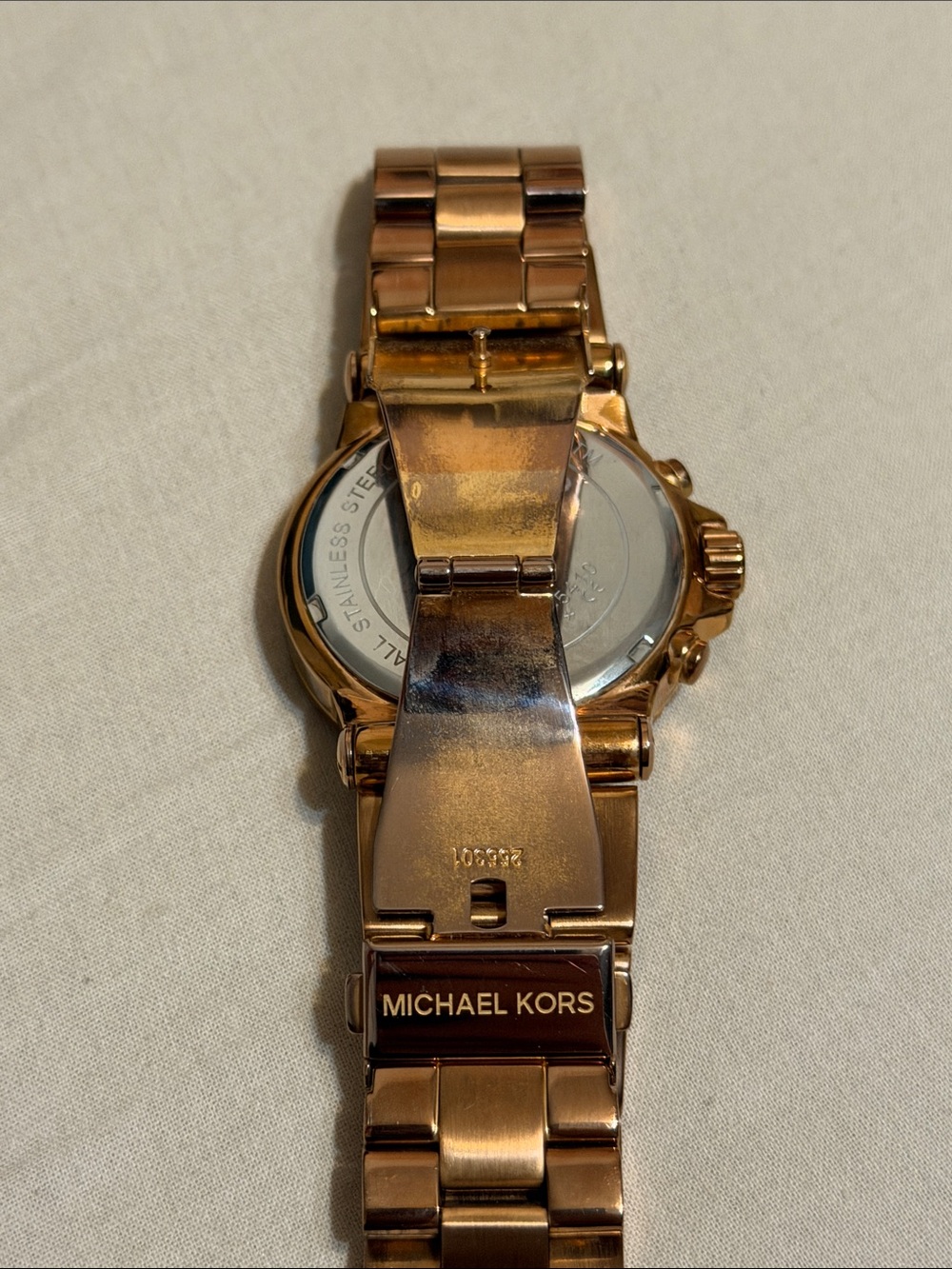 Michael Kors Rose Gold and Blue Chronograph Bracelet Watch - Picture 3 of 7